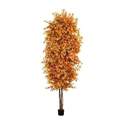 Nearly Natural 10' Orange Autumn Ficus Artificial Tree