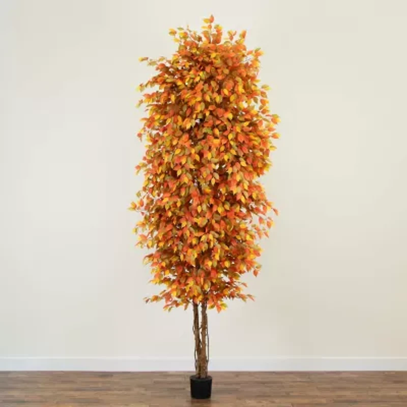 Nearly Natural 10' Orange Autumn Ficus Artificial Tree