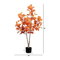 Nearly Natural 4' Orange Autumn Oak Artificial Tree
