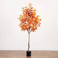 Nearly Natural 7' Orange Autumn Oak Indoor Artificial Tree
