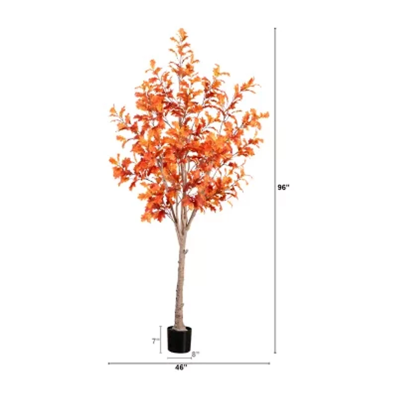 Nearly Natural 8' Orange Autumn Oak Artificial Tree