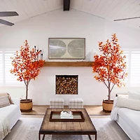 Nearly Natural 9' Orange Autumn Oak Artificial Tree