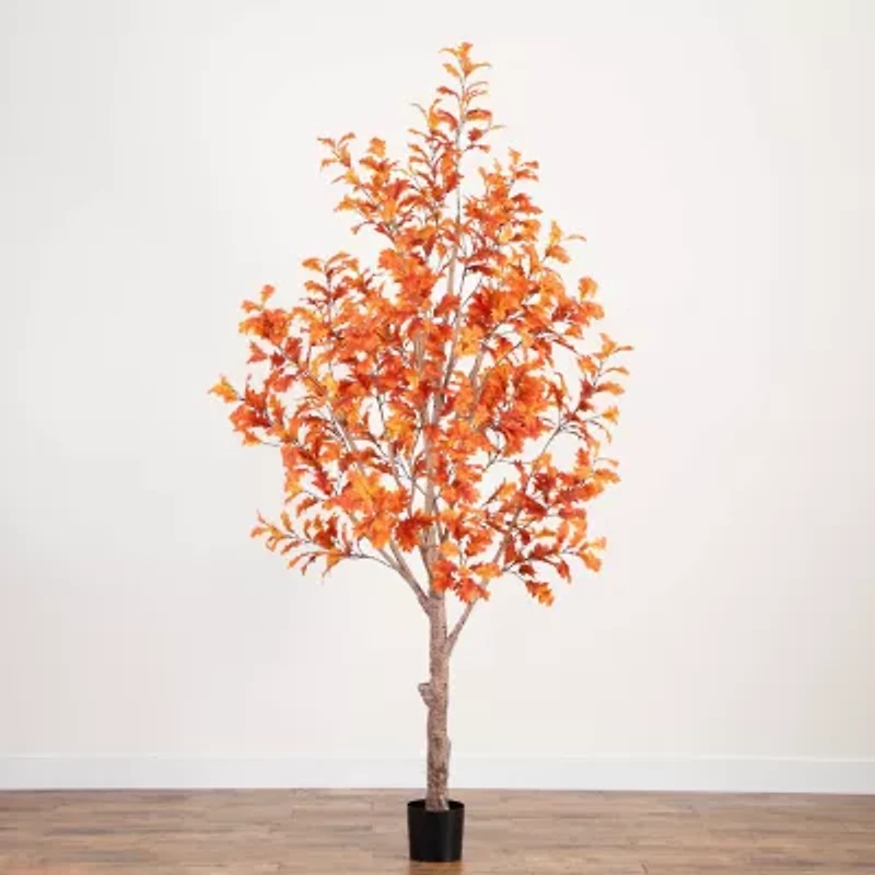 Nearly Natural 9' Orange Autumn Oak Artificial Tree