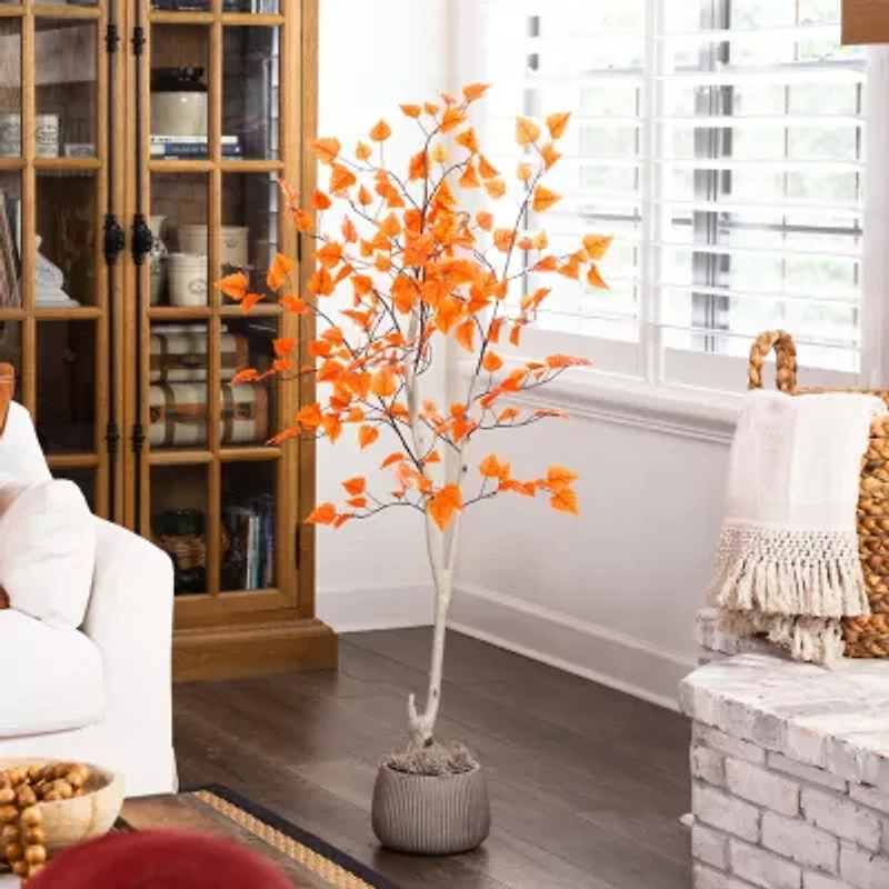 Nearly Natural 5'  Autumn Paper Birch Artificial Tree
