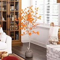 Nearly Natural 5'  Autumn Paper Birch Artificial Tree