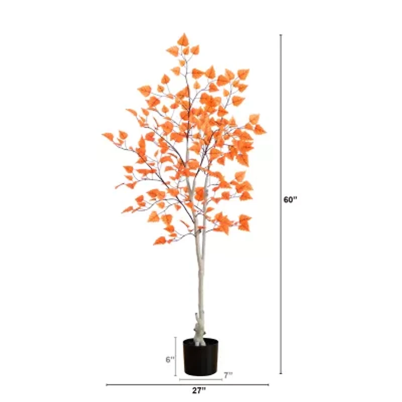 Nearly Natural 5'  Autumn Paper Birch Artificial Tree