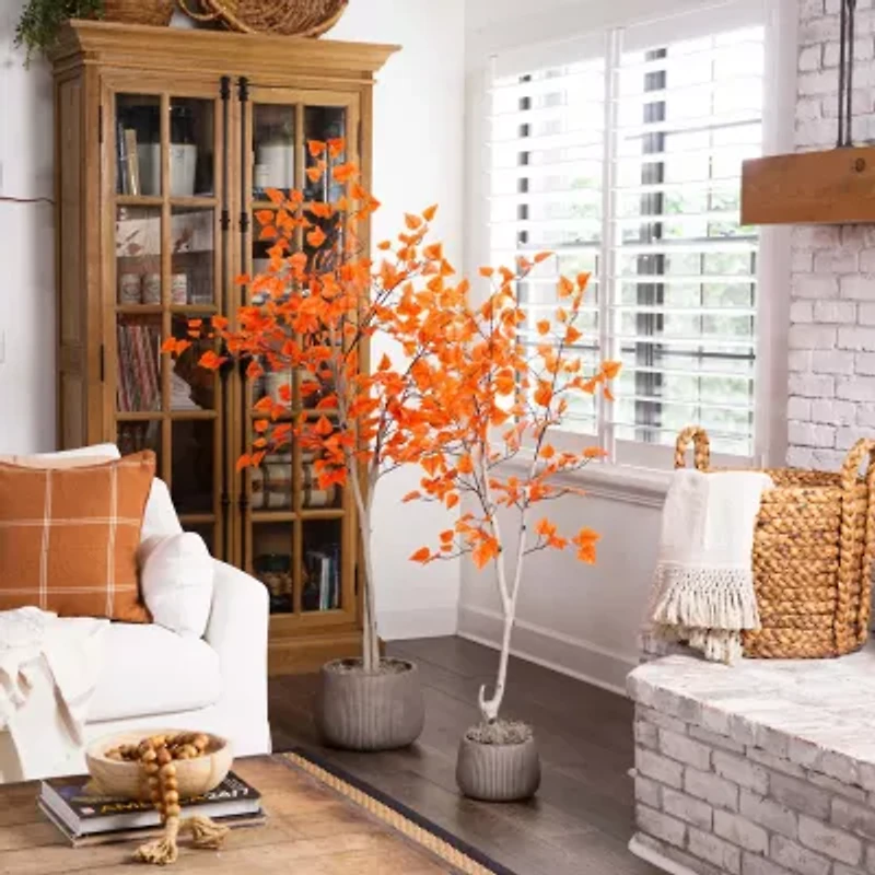 Nearly Natural 5'  Autumn Paper Birch Artificial Tree