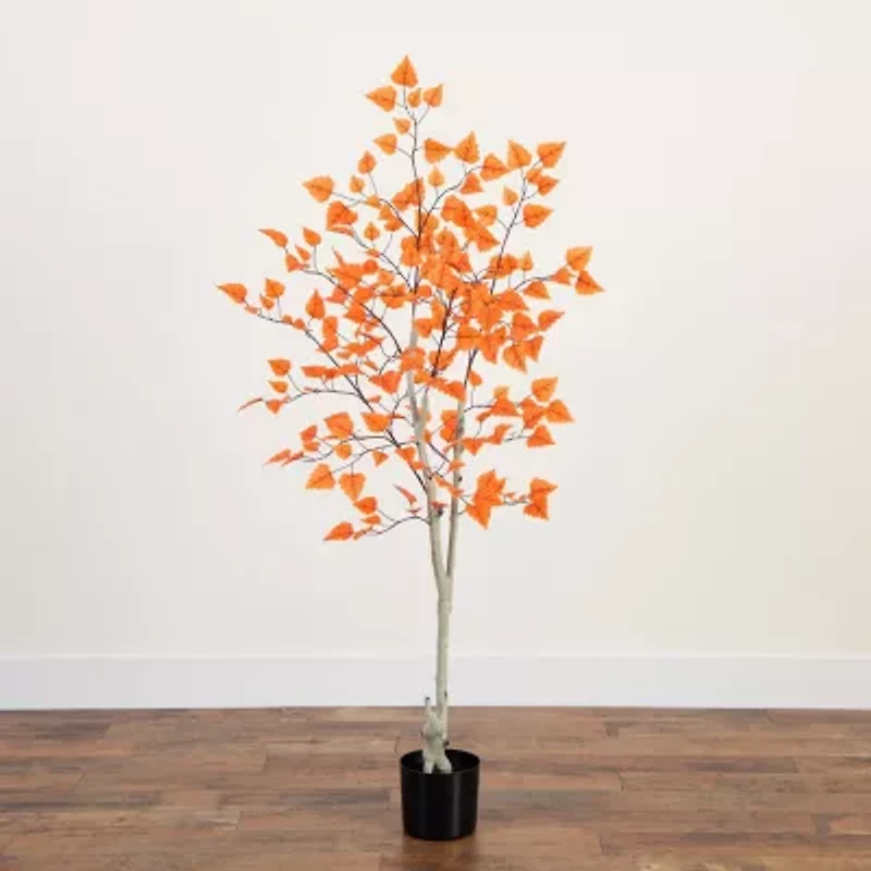 Nearly Natural 5'  Autumn Paper Birch Artificial Tree