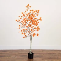Nearly Natural 5'  Autumn Paper Birch Artificial Tree