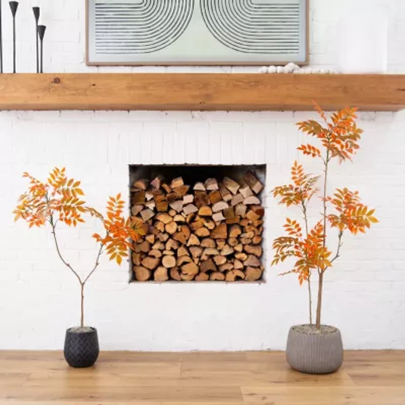 Nearly Natural 5' Orange Minimalist Sumac Artificial Tree