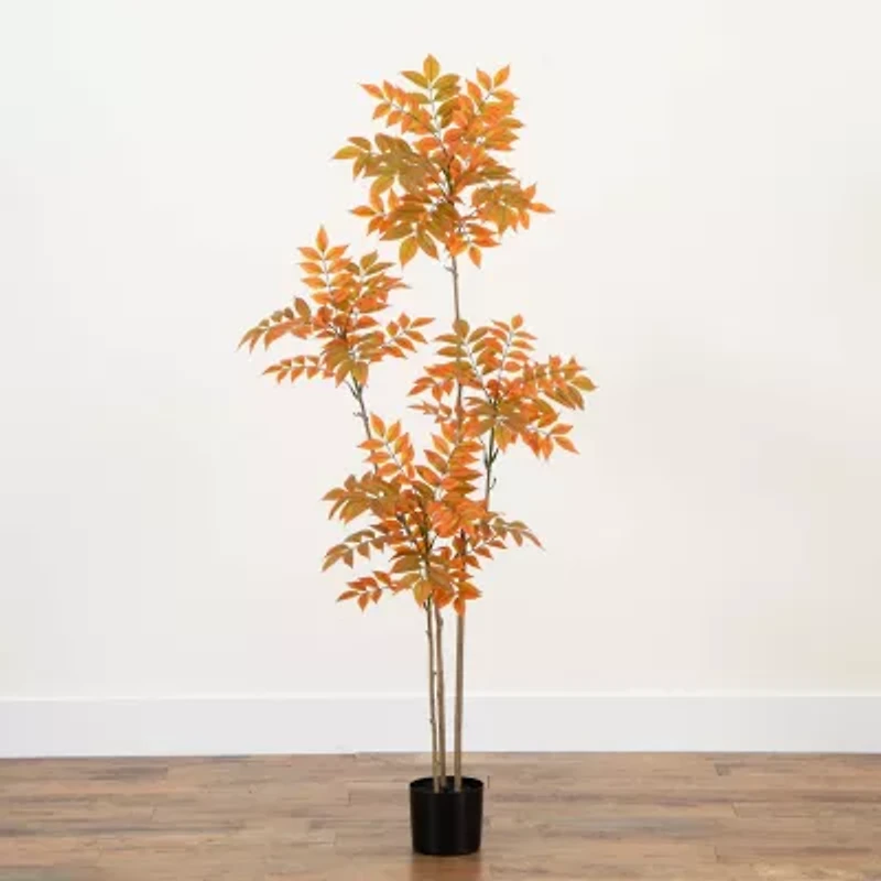 Nearly Natural 5' Orange Minimalist Sumac Artificial Tree