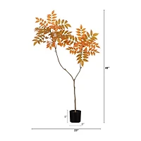 Nearly Natural 4' Orange Minimalist Sumac Indoor Artificial Tree