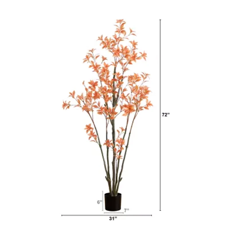 Nearly Natural 6' Orange Pieris Artificial Tree