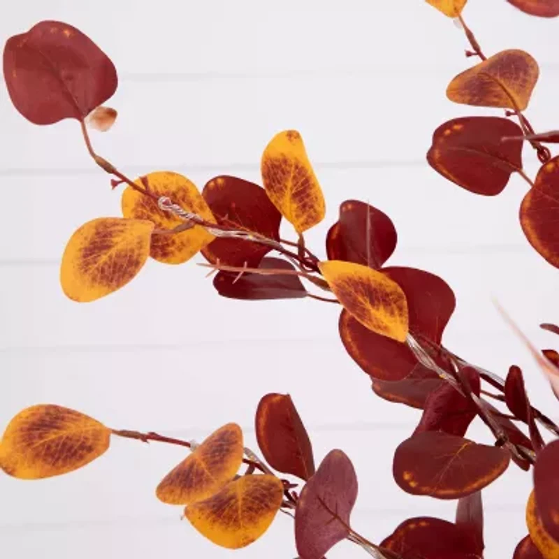 Nearly Natural 4' Orange Prelit Eucalyptus Artificial Tree