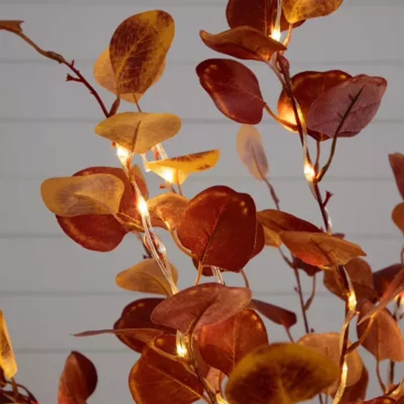 Nearly Natural 4' Orange Prelit Eucalyptus Artificial Tree