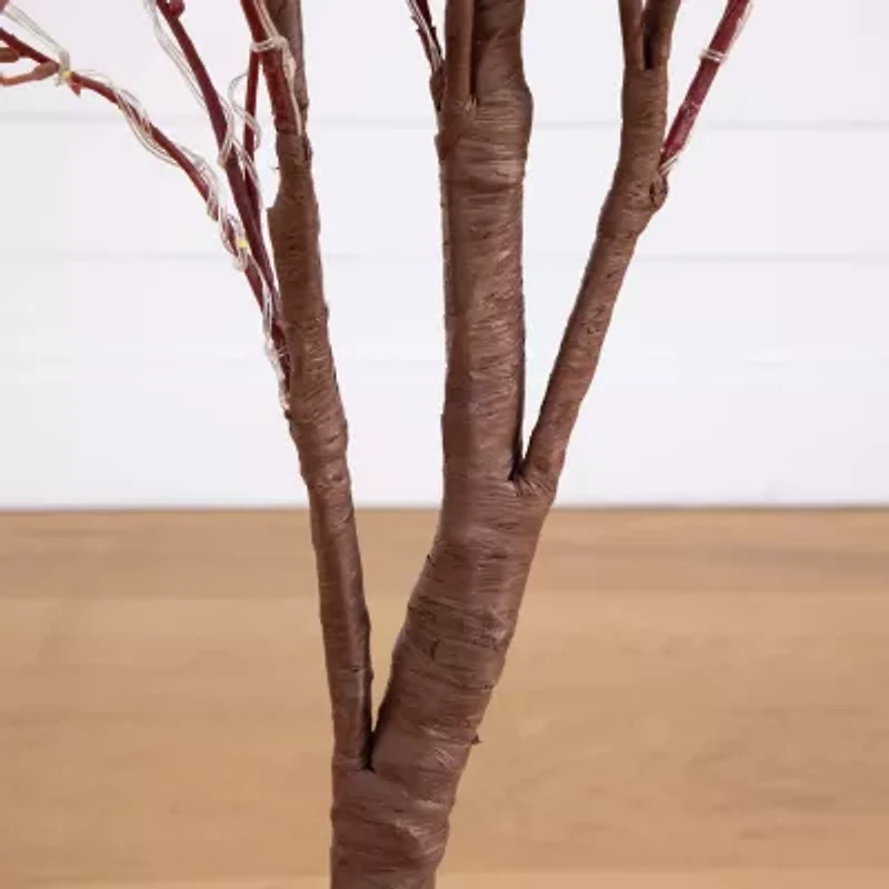 Nearly Natural 4' Orange Prelit Eucalyptus Artificial Tree