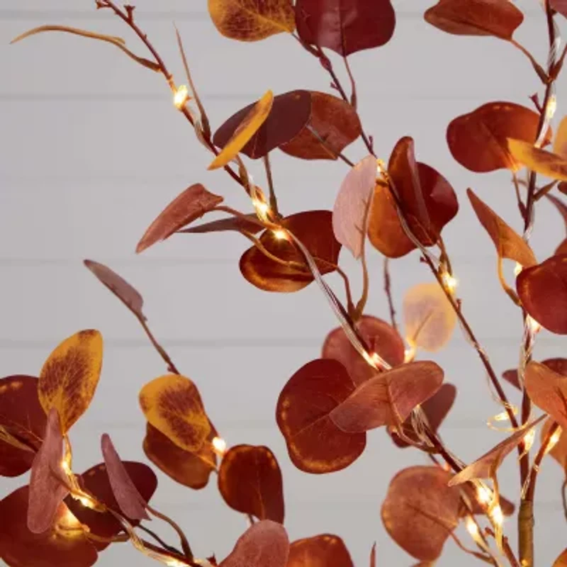 Nearly Natural 5' Orange Prelit Eucalyptus Artificial Tree