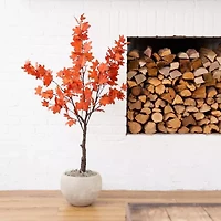Nearly Natural 4' Orange Rustic Maple Artificial Tree