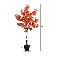 Nearly Natural 4' Orange Rustic Maple Artificial Tree