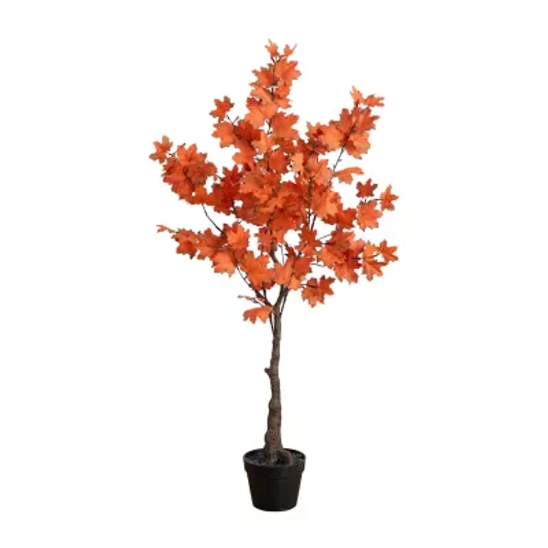 Nearly Natural 4' Orange Rustic Maple Artificial Tree