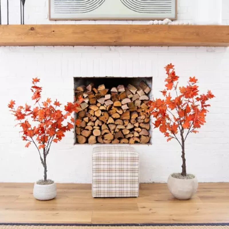 Nearly Natural 4' Orange Rustic Maple Artificial Tree