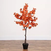 Nearly Natural 4' Orange Rustic Maple Artificial Tree