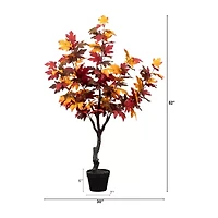Nearly Natural 4.3' Orange Smoky Maple Artificial Tree