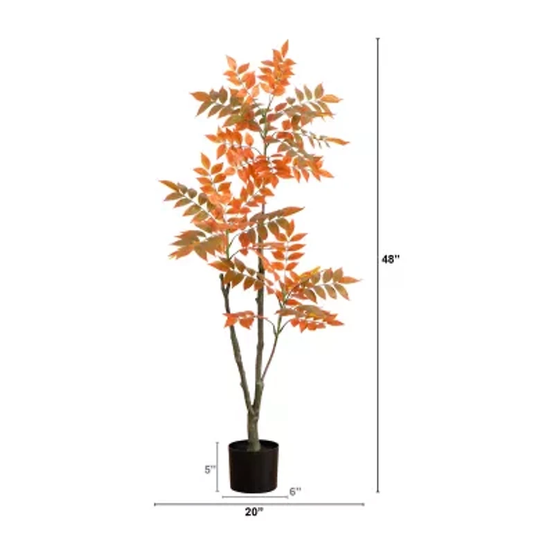 Nearly Natural 4' Orange Sumac Artificial Tree