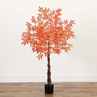 Nearly Natural 4' Orange Vibrant Maple Artificial Tree