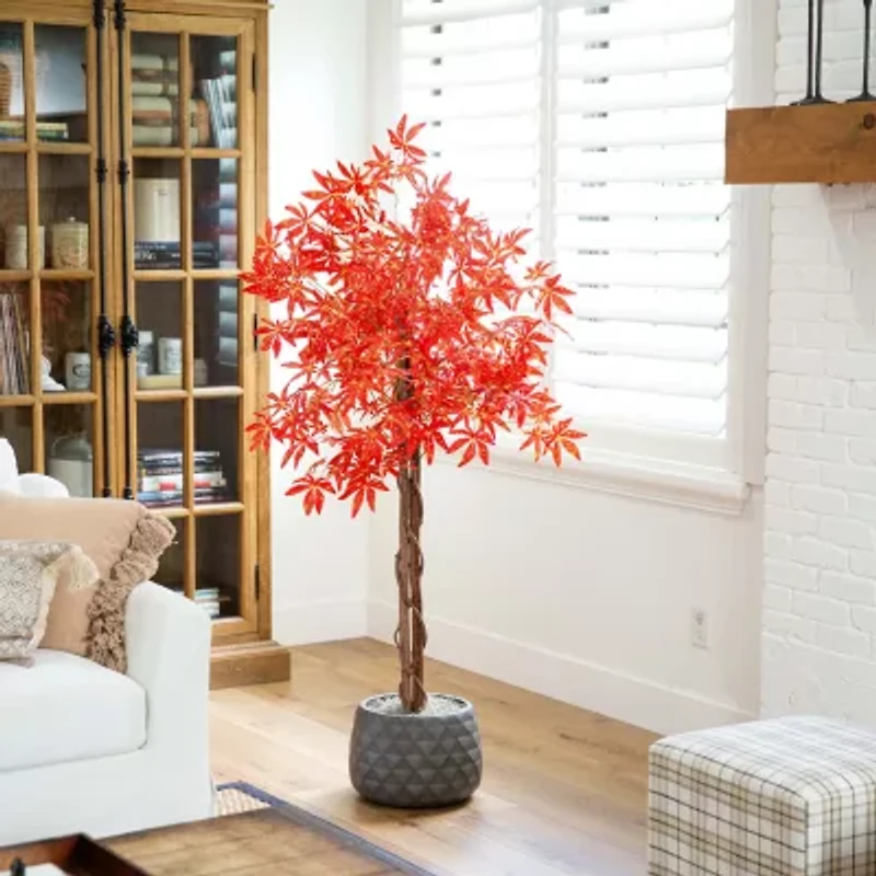 Nearly Natural 5' Orange Vibrant Maple Artificial Tree