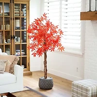 Nearly Natural 5' Orange Vibrant Maple Artificial Tree