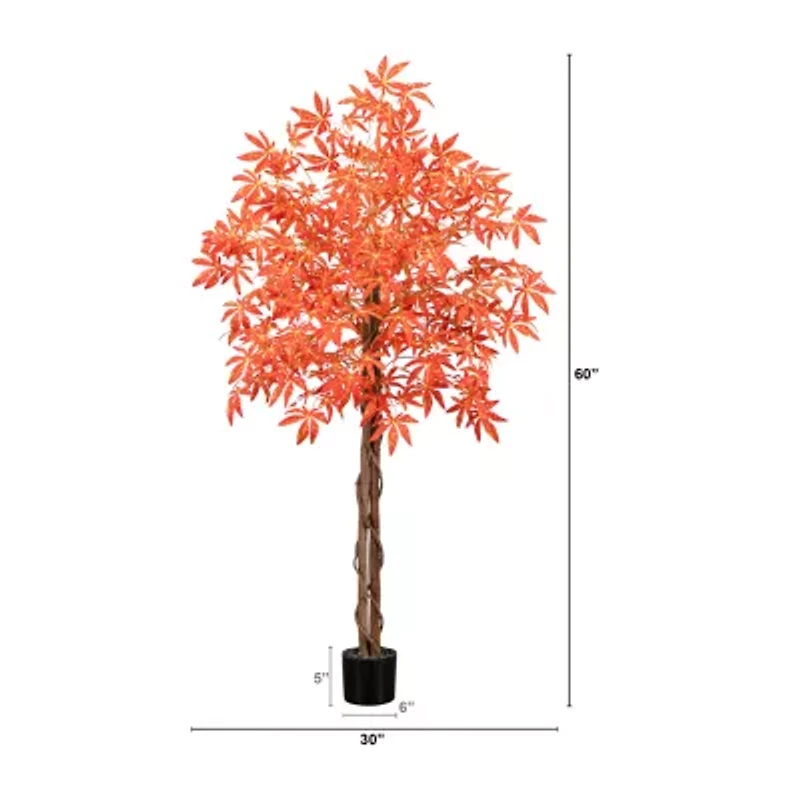 Nearly Natural 5' Orange Vibrant Maple Artificial Tree