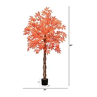 Nearly Natural 5' Orange Vibrant Maple Artificial Tree