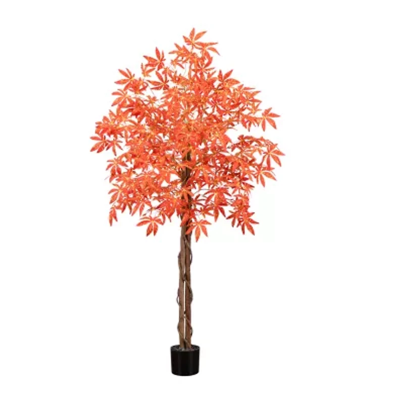 Nearly Natural 5' Orange Vibrant Maple Artificial Tree
