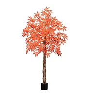 Nearly Natural 5' Orange Vibrant Maple Artificial Tree