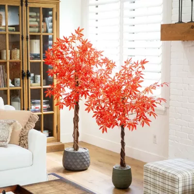 Nearly Natural 5' Orange Vibrant Maple Artificial Tree