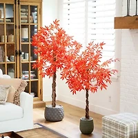 Nearly Natural 5' Orange Vibrant Maple Artificial Tree