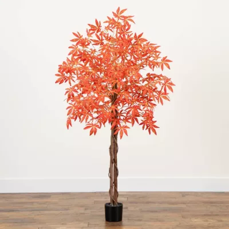 Nearly Natural 5' Orange Vibrant Maple Artificial Tree