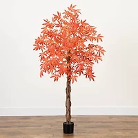 Nearly Natural 5' Orange Vibrant Maple Artificial Tree