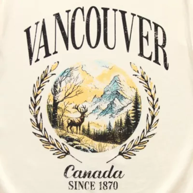Vancouver Boyfriend Tee Womens Crew Neck Short Sleeve Oversized Juniors Graphic T-Shirt