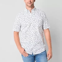 St. John's Bay Stretch Poplin Mens Short Sleeve Classic Fit Button-Down Shirt
