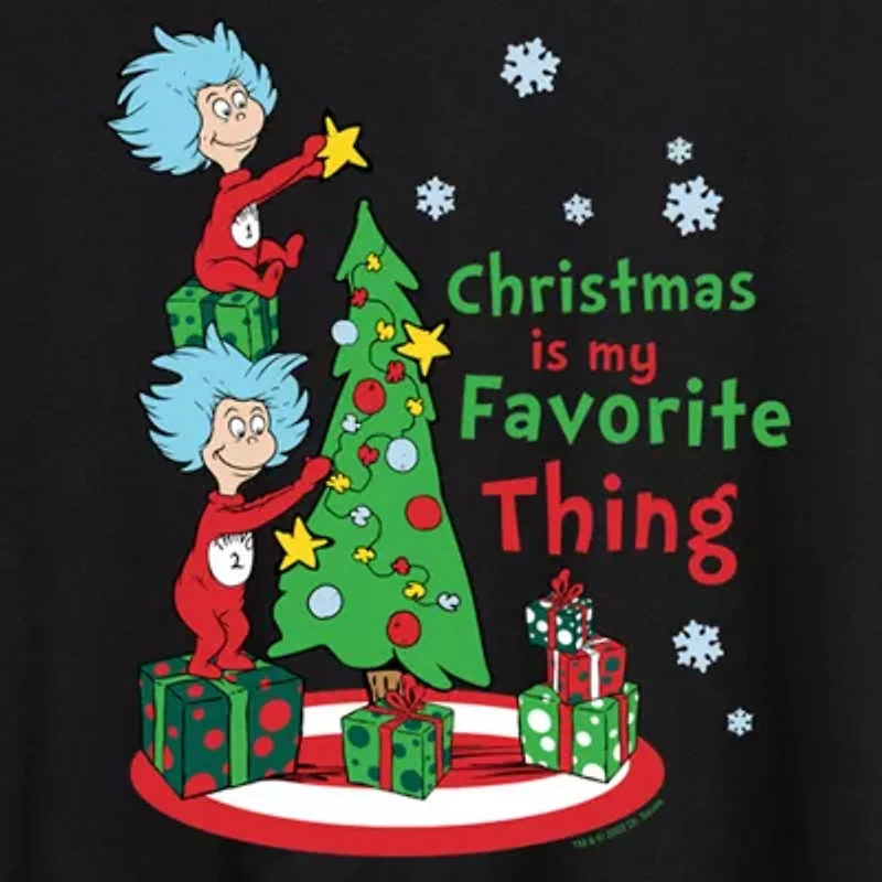 Thing 1 And 2 Favorite Womens Juniors Crew Neck Short Sleeve Regular Fit Dr. Seuss Graphic T-Shirt