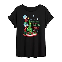 Thing 1 And 2 Favorite Womens Juniors Crew Neck Short Sleeve Regular Fit Dr. Seuss Graphic T-Shirt