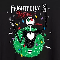Tim Burton'S Frightfully Festive Tee Womens Juniors Crew Neck Short Sleeve Regular Fit Nightmare Before Christmas Graphic T-Shirt