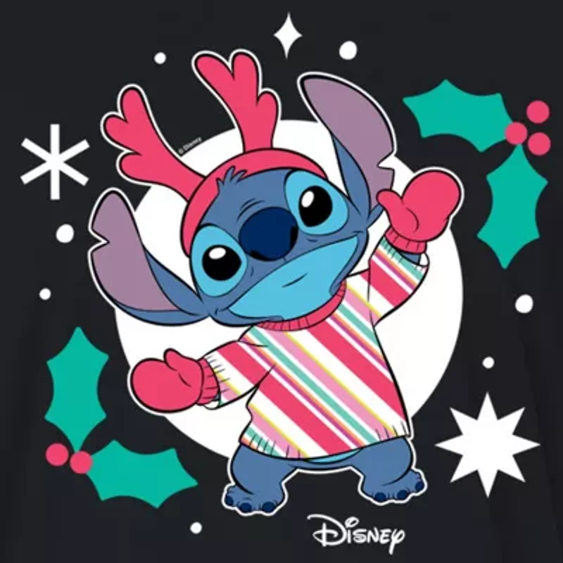 Stitch Holly Cropped Tee Womens Juniors Crew Neck Short Sleeve Regular Fit Lilo & Graphic T-Shirt