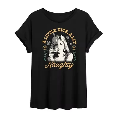 Yellowstone Beth Dutton Nice And Naughty Womens Juniors Crew Neck Short Sleeve Regular Fit Graphic T-Shirt