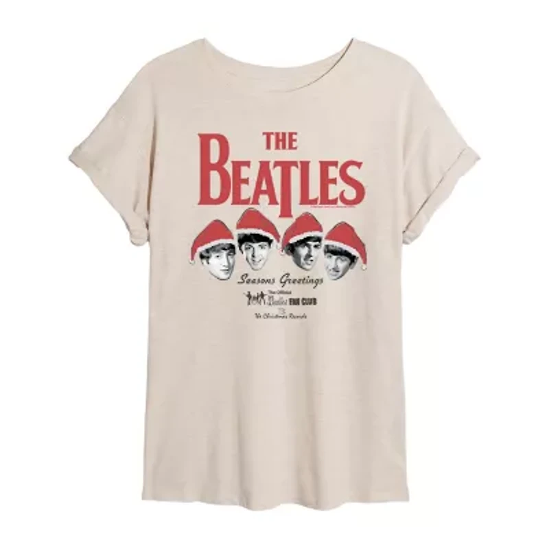 Womens Juniors Crew Neck Short Sleeve Regular Fit The Beatles Graphic T-Shirt
