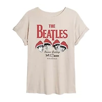 Womens Juniors Crew Neck Short Sleeve Regular Fit The Beatles Graphic T-Shirt