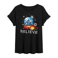 Polar Express Believe Tee Womens Juniors Crew Neck Short Sleeve Regular Fit Graphic T-Shirt