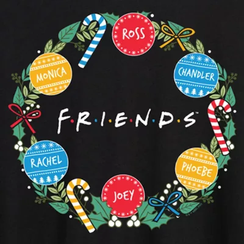 Womens Juniors Crew Neck Short Sleeve Regular Fit Friends Graphic T-Shirt
